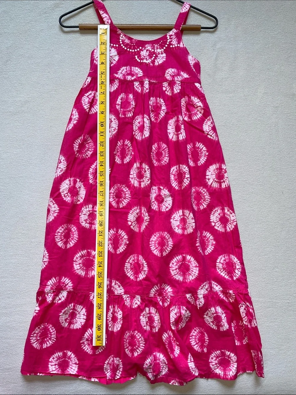 Calyso St. Barth x Target Poplin Cotton Beaded Tie Dye Maxi Sundress, Ruffle Hem